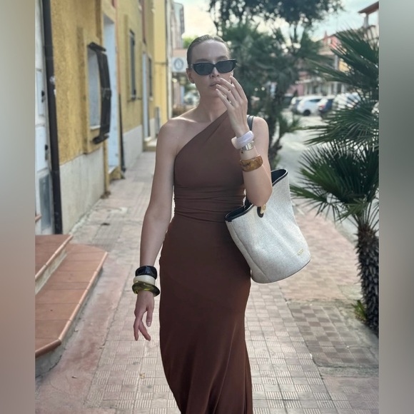 Zara NWT Asymmetrical Sleeveless Maxi Ruched Bodycon Contoured Fishtail Dress - Picture 12 of 16